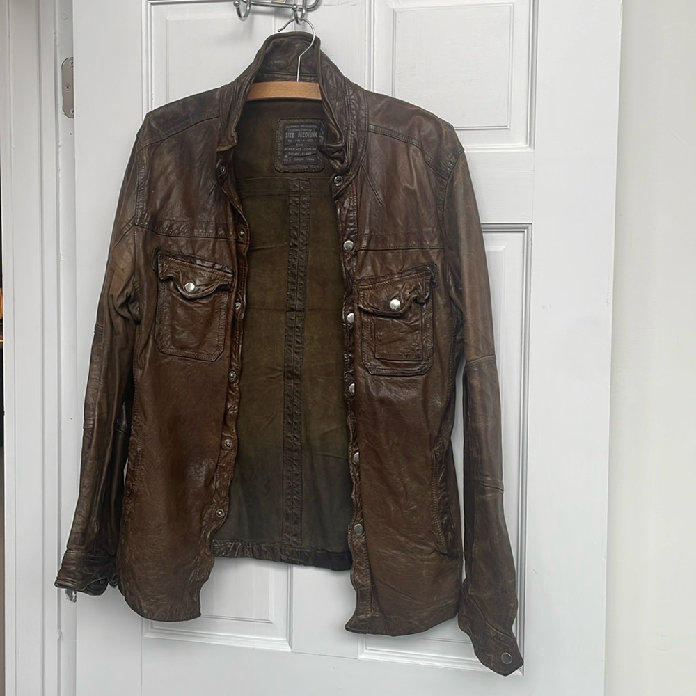 All Saints Leather Shirt Jacket